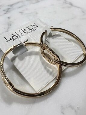 Lauren Ralph Lauren
Gold-Tone Herringbone Link Hoop Earrings